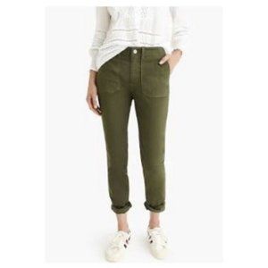 J.Crew Vintage Cargo Pants Womens Petite Size 26P Olive Straight Leg Slub Sateen